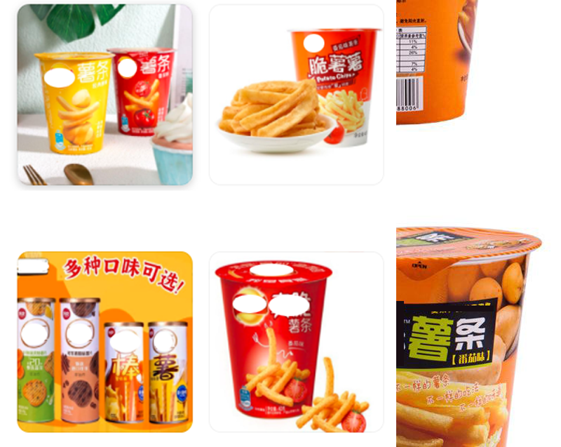 各種薯條等膨化食品的紙塑杯蓋膜包裝，應(yīng)用越業(yè)越多